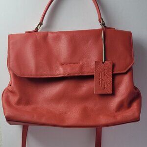 Satchel/Top Handle Bag CUIR ROSE Coral/Salmon Color Leather Made in Italy BoHo